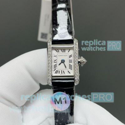 Swiss Clone M1 Factory Cartier Tank Louis Cartier Mini Diamond Ladies Watch 